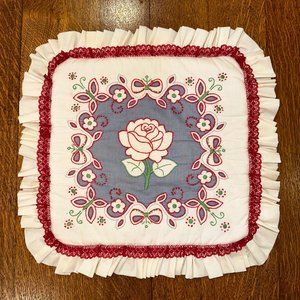 Embroidered Rose Throw Pillow Sham
